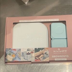 NWT Miniware Growbento Lunch Box Set - White & Light Blue